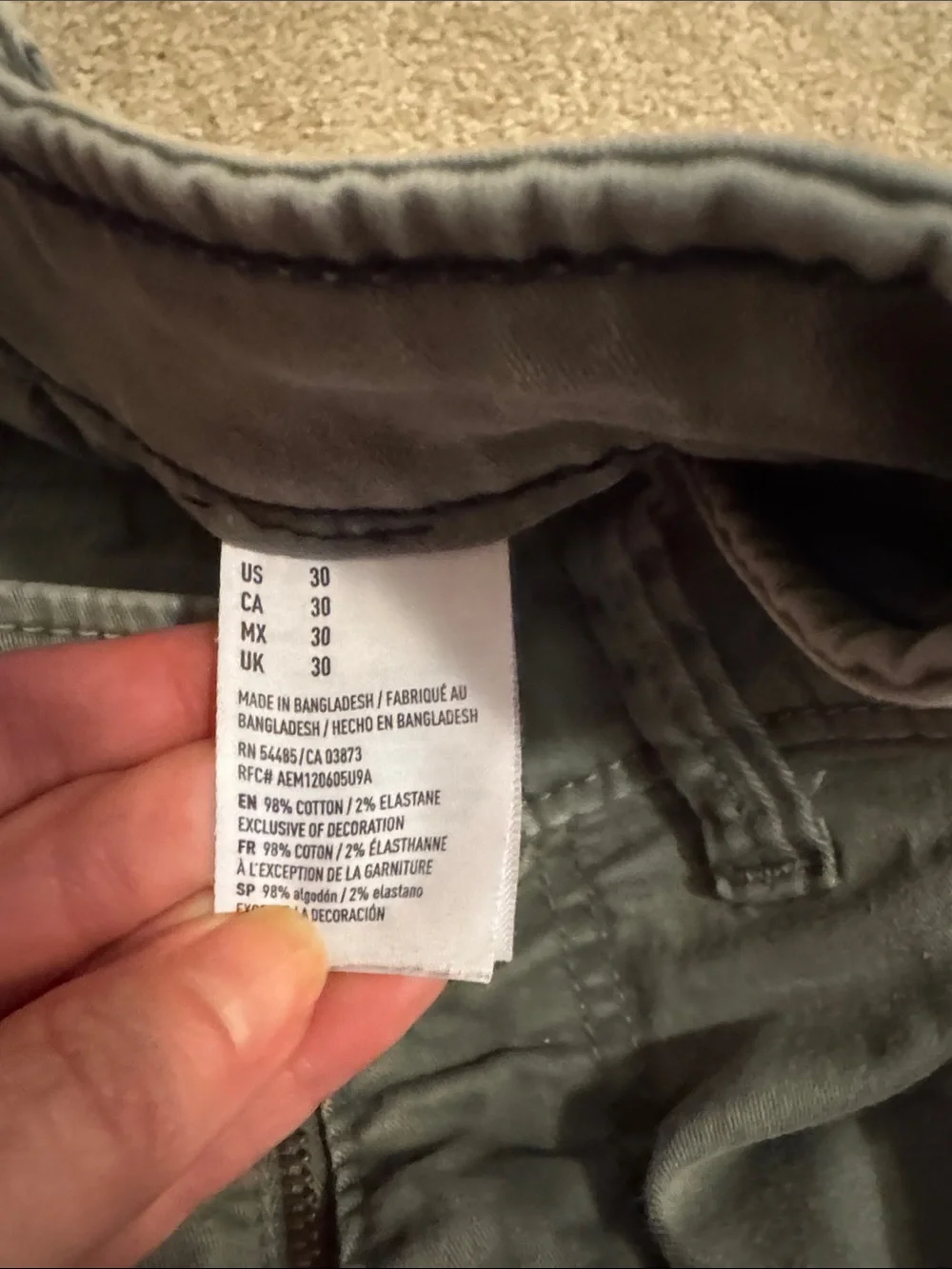 American Eagle Outfitters Men's Olive Flat-Front Cotton Shorts